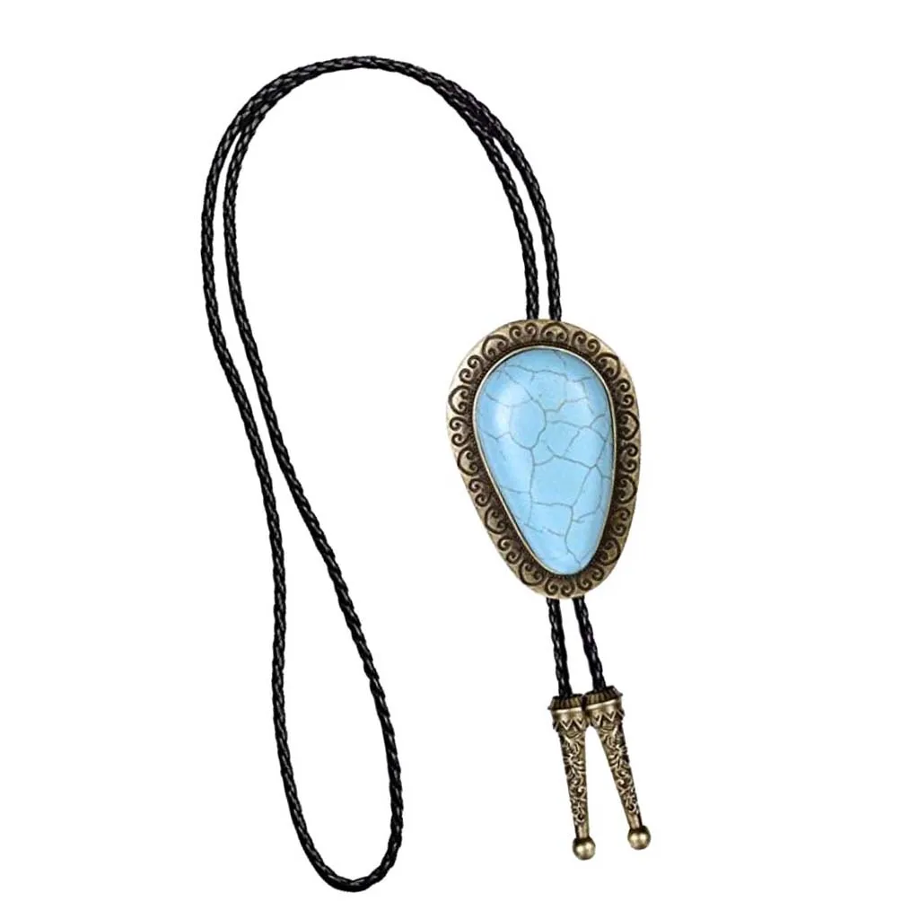 Turquoise Stone Bolo Tie Western Cowboy  Novetly Neckties