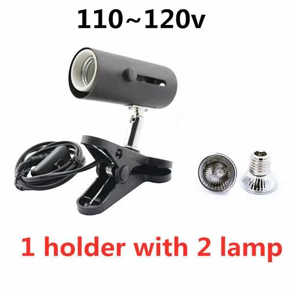 2x110v 1xholder Heat lamp Pet reptile bulb w / Ceramic clip-on holder,UVA+ UVB 3.0, emits a broad-spectrum light, Amphibians 110v 220v - Испускаемый цвет: 2x110v 1xholder