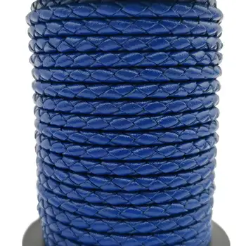 

1 Yard 4mm Diameter Round Royal Blue Braided Bolo Leather Strap, 4mm Braid Leather Cord for Bracelet Making Working for Bolo Tie