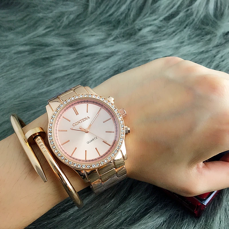 Новые кварцевые часы Contena, ЖЕНСКИЕ НАРЯДНЫЕ часы, роскошные модные брендовые женские наручные часы с металлическим браслетом из нержавеющей стали
