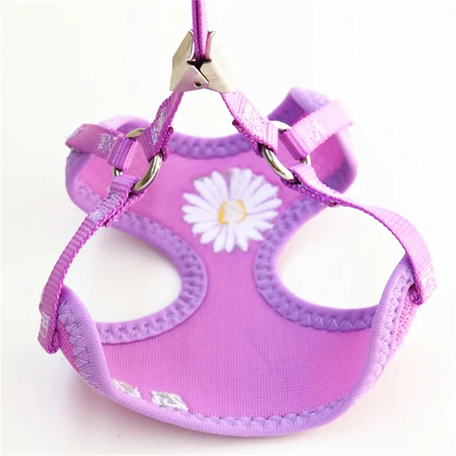Korean Candy Color Embroidery Breathable Small Pet Dog Harness and Leash Set Soft Nylon Puppy Walking Vest for Chihuahua Yorkie 3