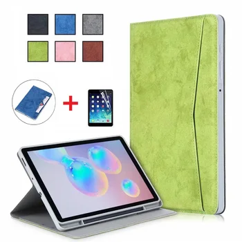 

PU Leather Stand Cover for Samsung Galaxy Tab S6 Lite 10 4 inch with pencil holder Shockproof Tablet for SM P610 P615 with Film