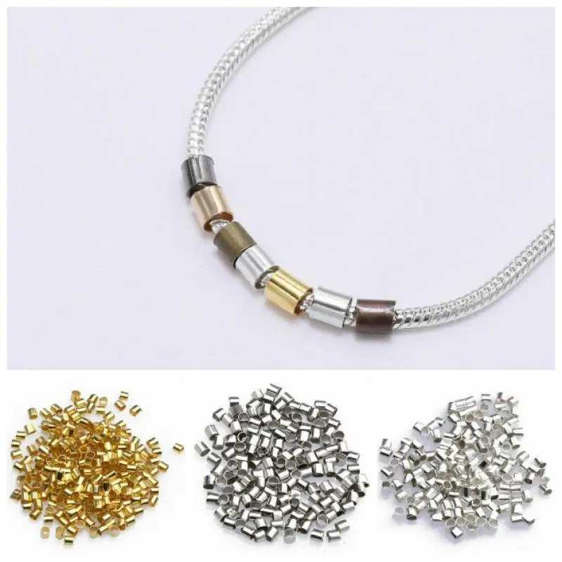 

500Pcs Stainless steel Round Stopper Spacer Crimp Tube Beads Wire Connectors For DIY Jewelry Making Accessories Supplies
