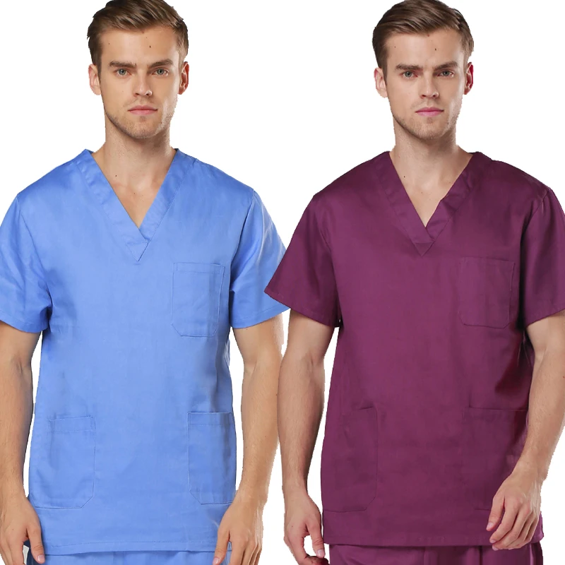 

[TOP] Men's Short Sleeve V Neck COTTON Super Comfy Medical Scrubs TOP / Nursing Uniform