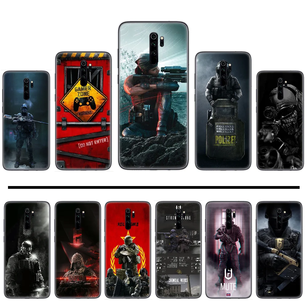 Чехол для телефона rainbow six siege черный мягкий чехол xiaomi Redmi 5 5A plus 7A 8 note 2 3 4 6 7 GO K20 A2 |