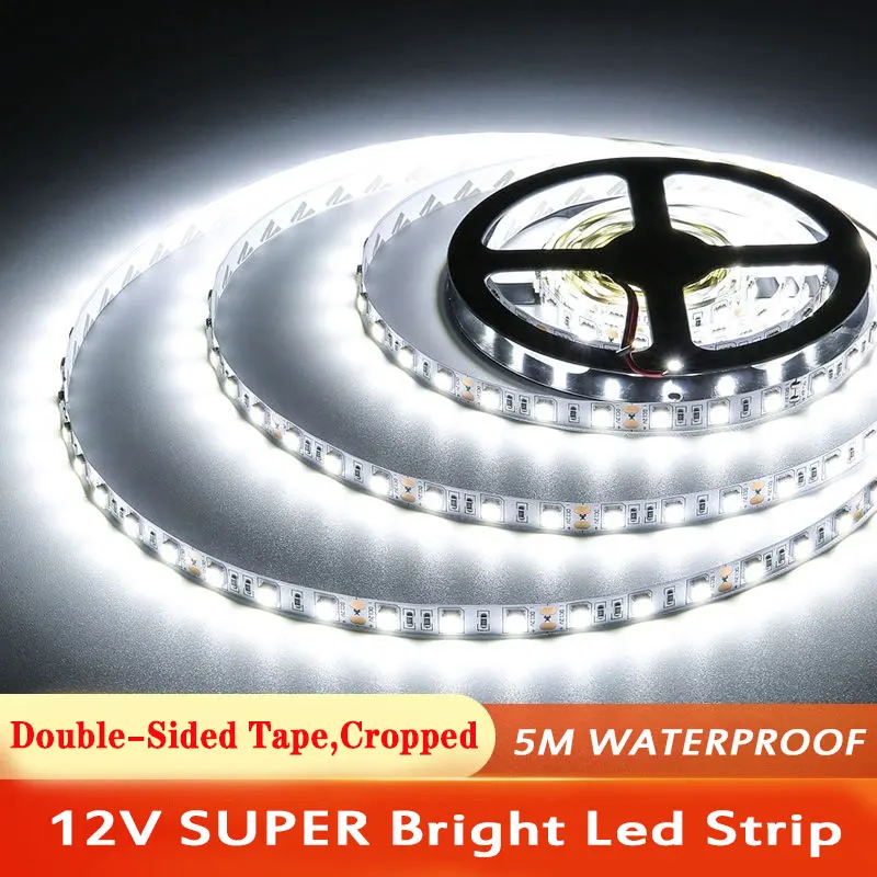 5M Led Strip 5050 2835 Rgb Tape 12v Waterproof White Light For Room Decoration Kitchen Garland Ribbon Outdoor Lighting Cabinet
