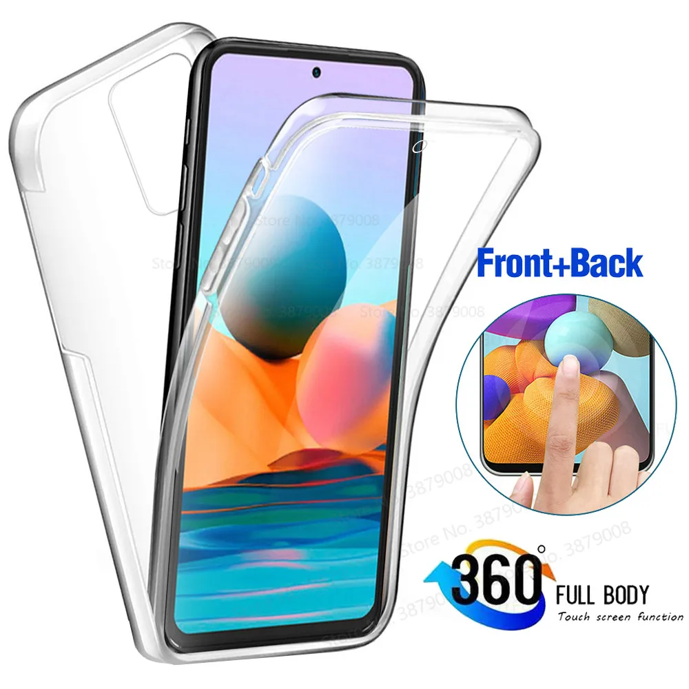 Двойной чехол на весь корпус 360 ° для xiaomi redmi note10 pro max прозрачный мягкий