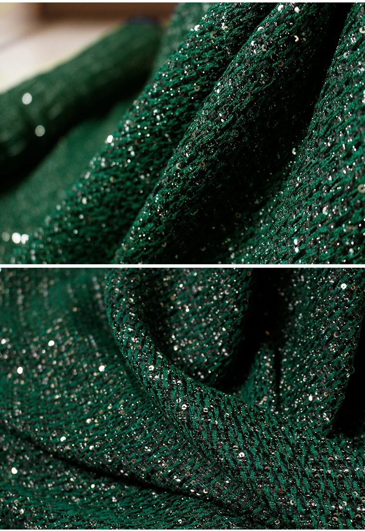 Ткань Франция зеленый блёстки Твид ткани осенний пиджак платье костюмы материалы для одежды швейная ткань метр