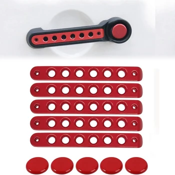 

Side Door Handle Insert Grab Handle & Push Button Knobs Cover Trim for Jeep Wrangler JK JKU 2007-2018
