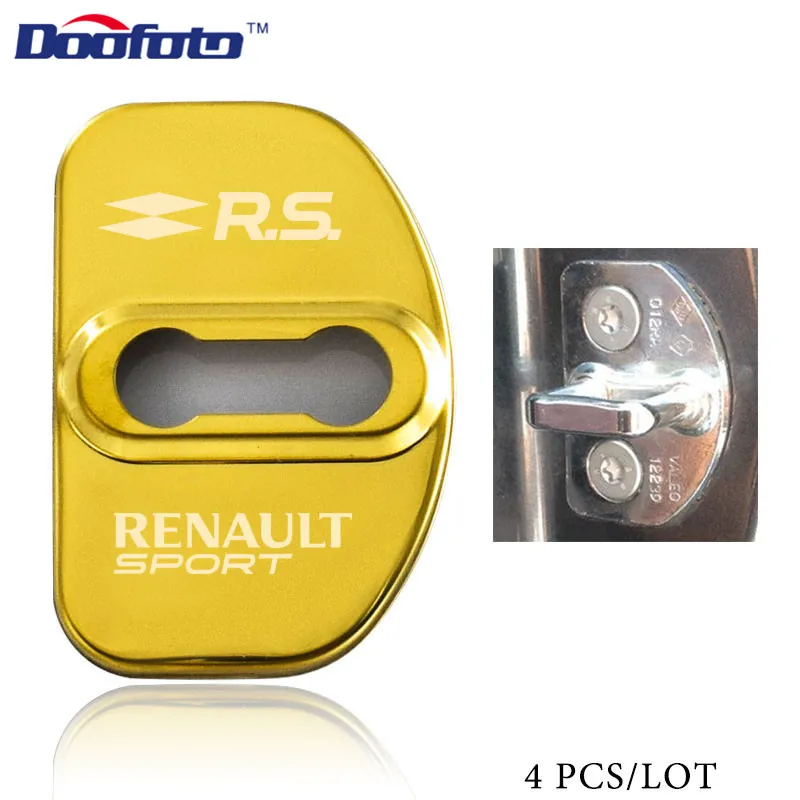 Doofoto 4x Автомобильный Дверной замок, чехлы для Renault Sport Duster Megane 2 3 Clio Fluence Logan Captur Laguna Scenic, аксессуары - Цвет: Style 1 Golden