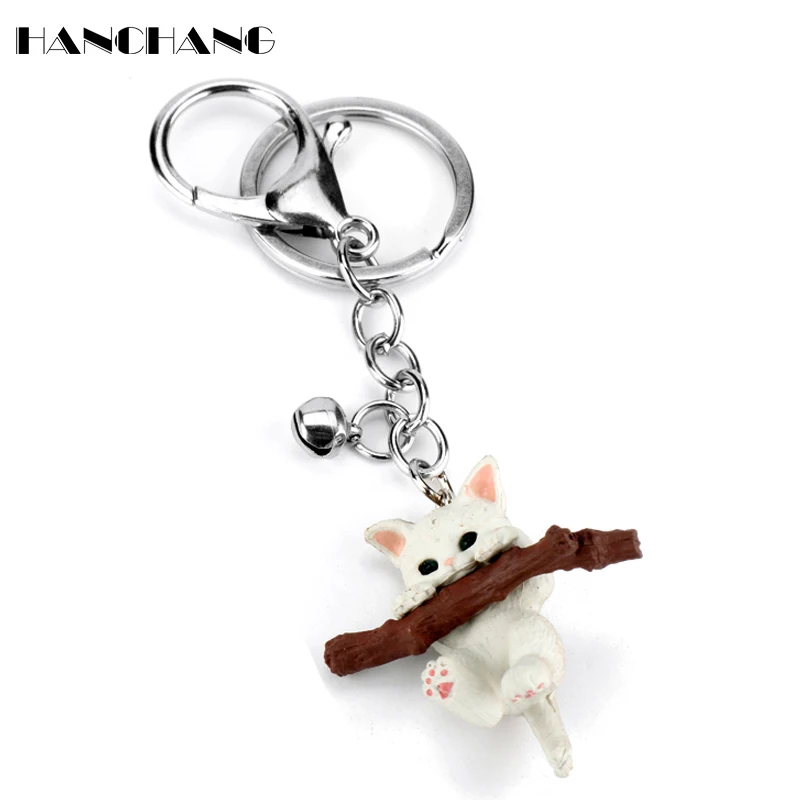 3D Kiki's jiji Cat Keychain for Women Girl Cute kitten Doll Key Chain Ring Creative Trinket Bags Car Buckle chaveiro llavero | Украшения