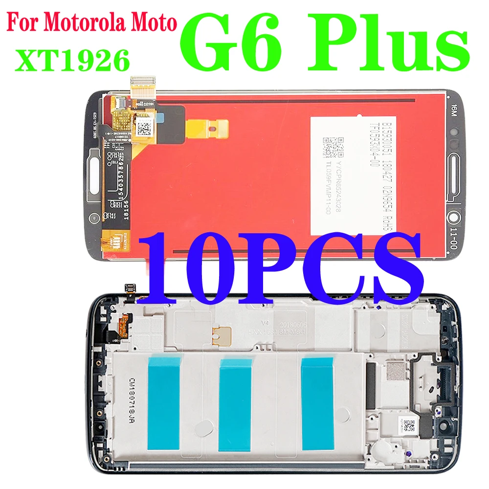 

10 PCS 5.9" Display For Motorola Moto G6 Plus LCD Display Touch Screen Digitizer with Frame For Moto G6 Plus XT1926 Replacemen