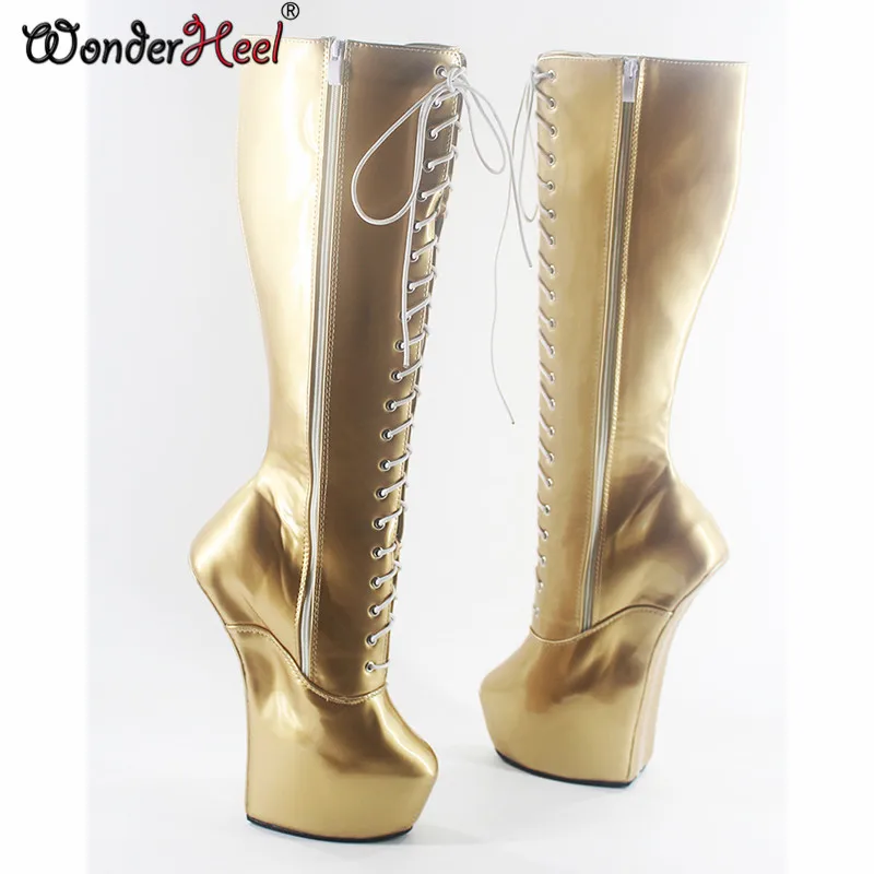Wonderheel модные сапоги до колена на платформе 20 см|fashion boots|platform bootslaceup heels |
