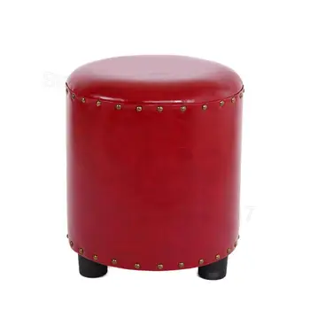 

American Leather Stool Solid Wood Sofa Stool Home Small Bench Fashion Stool Creative Low Change Shoe Stool Creative