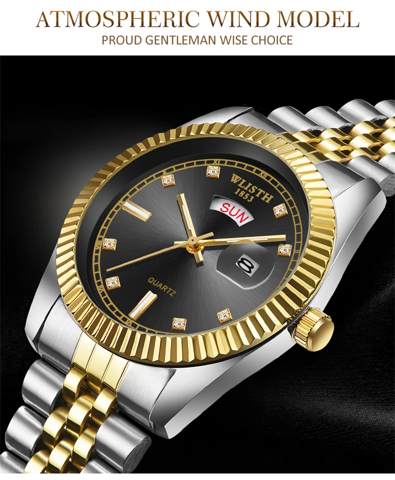 Reloj Digital Hombre Mens Watches Top Brand Luxury Calendar Diamond Watch For Men Quartz Wristwatches Gold Clock Montre Homme