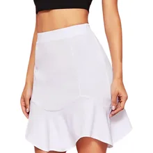 Z Новое поступление Однотонная юбка простая Красивая Белая модная универсальная Высокая Талия гофрированная Женская юбка-труба