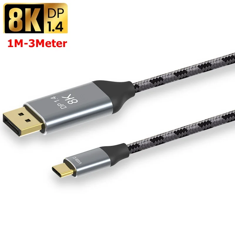 

USB C to DP1.4 Displayport Adapter 8K Connect Cable Braided for Super High Resolution