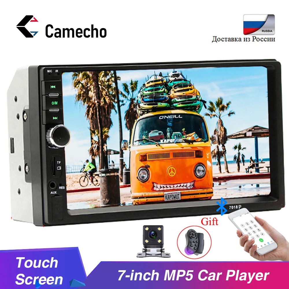 Camecho 7018B Car Universal Audio 7 Inch 2 DIN Autoradio Stereo Touch Screen Auto Radio Video MP5 Player Support Bluetooth TF SD MMC USB FM with Mini Backup Camera