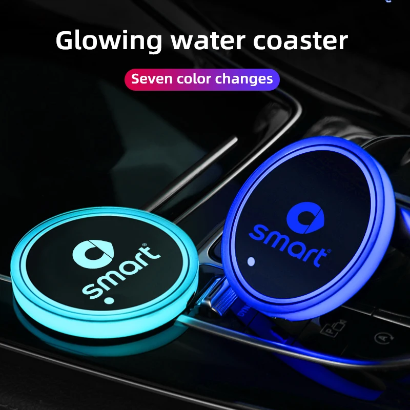 2Pcs Car Logo Coaster Holder 7Colors Water Cup Coaster Holder Color  Atmosphere lights For Mercedes Benz Amg Smart Glk Gla W203 - AliExpress
