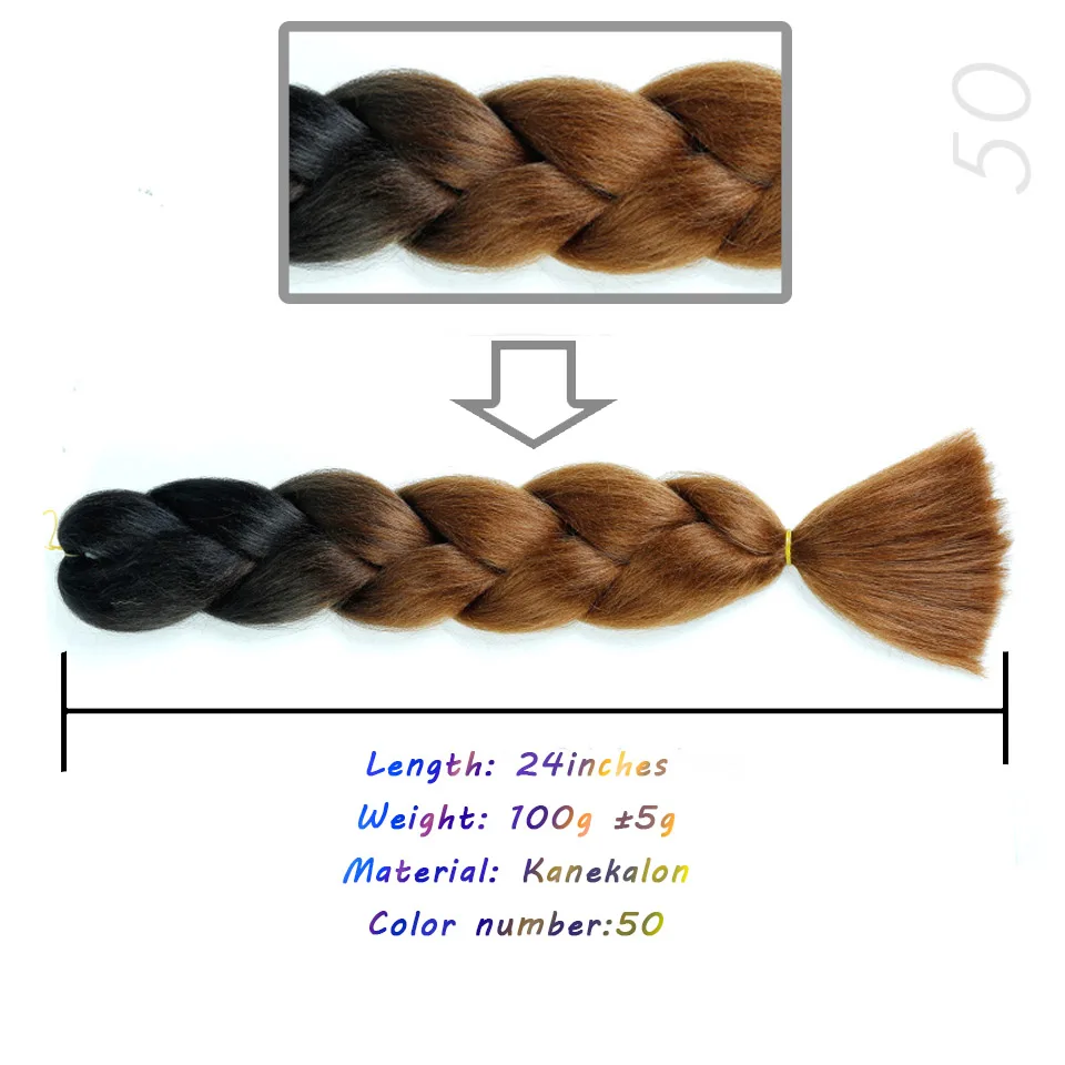 LVHAN Омбре плетение волос коробка коса волос розовый желтый золотой цвета крючком косички аксессуары для волос Синтетические косички волос - Цвет: #16