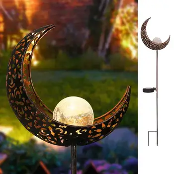 Solar Tuinverlichting Crystal Crackle Glas Globe Maan Stake Light Waterdichte Led Decoratieve Verlichting Voor Tuin Gazon Patio Solar Tuinverlichting Crystal Crackle Glas Globe Maan Stake Light Waterdichte Led Decoratieve Verlichting Voor Tuin Gazon Patio