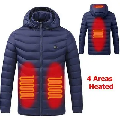 Men 9 Place Heated Winter Warm Jackets USB Heating Padded Jackets Smart Thermostat Pure Color Hooded Heated Clothing Waterproof mens parka coats sale Parkas