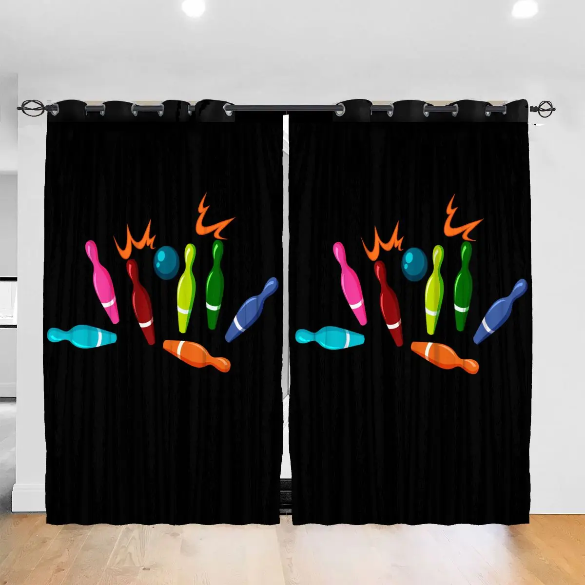 

Living Room Sun Block Curtain This Is How I Roll Bowling Light Shading Bedroom Blackout Window Curtains 52x72In