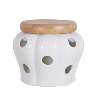 

1PC Ginger Ceramics Garlic Containers Storage Jars Jar with Bamboo Lids for Ginger