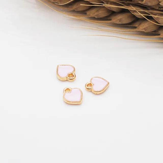 10pcs/lot Black White Pink Red Enamel Charms Heart Charms Pendant for DIY Jewelry Making Heart Charm Bulk Sale 7*8mm pink 7x8mm