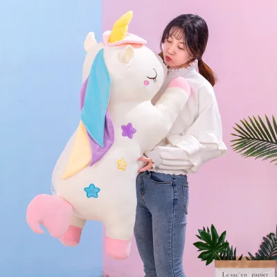 

Creative Soft Lying Colorful Unicorn Doll Pillow Long Wildebeest Doll Plush Toy Doll Children'S Doll Plush Toy Girl Gift Ae064