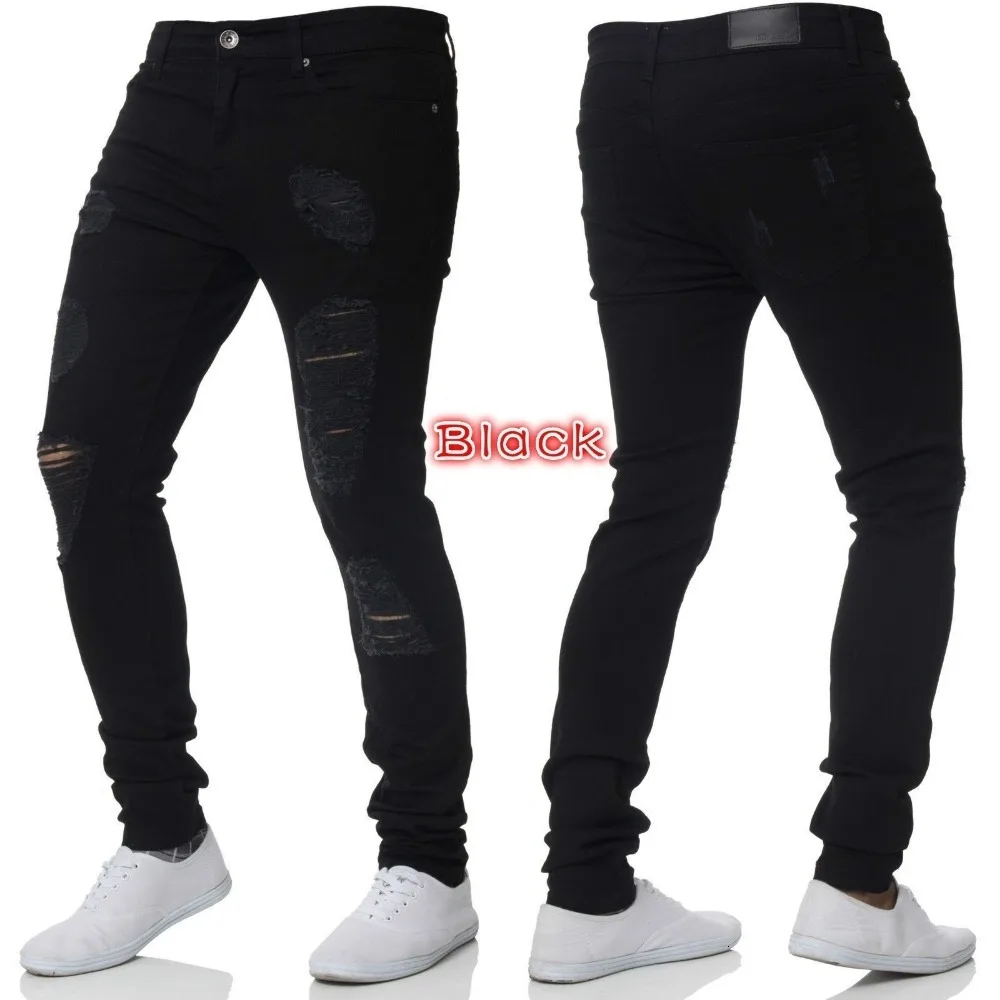 Cotton Straight Jeans Vintage Hole Men s Pants Trousers Guys 2019 New Summer Europe America Plus 5