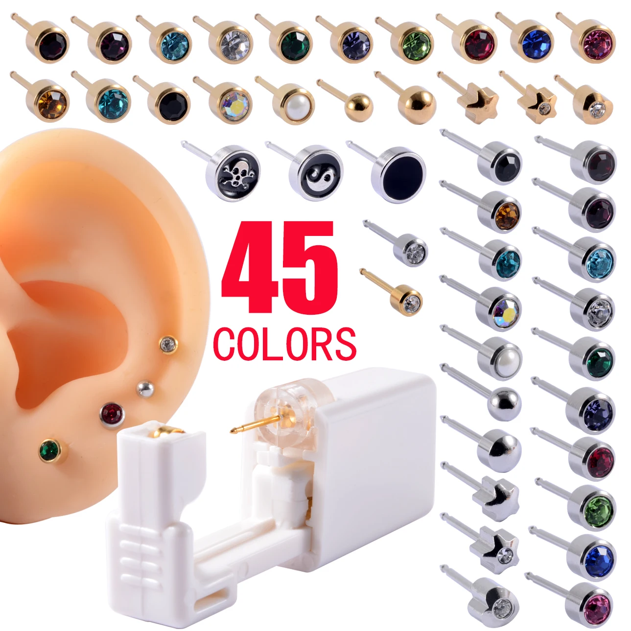 Ear Piercing Earrings Piercer-Tool-Machine-Kit Sterile Tragus Helix Disposable No-Pain