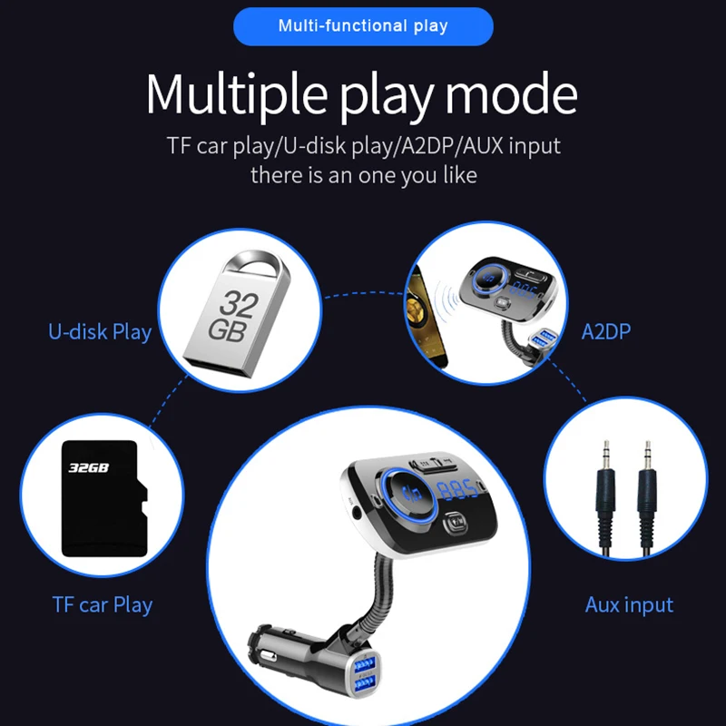 Bluetooth fm-передатчик, беспроводной автомобильный fm-модулятор, Автомобильный MP3-плеер, автомобильный комплект, Bluetooth автомобильное зарядное устройство, светильник