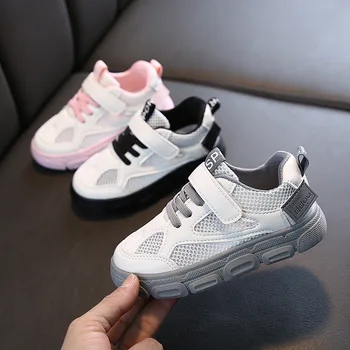 

Fashion Summer Mesh Breathable Childrens Sports Sneakers Spring Autumn Girls Boys Student Kids Flats Soft Bottom Running Shoes