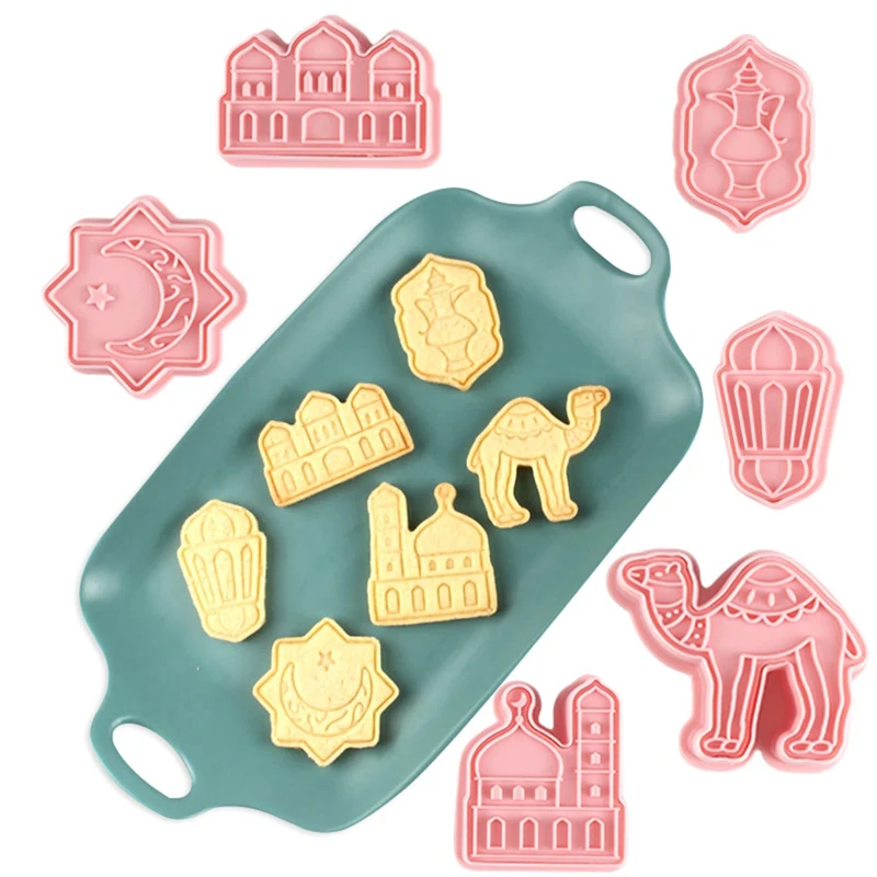 QIFU Eid Mubarak Camel Moon Star Biscuit Mold Cookie Cutters Set Ramadan Islamic Muslim Party Cake Baking Tools Cookies Decor