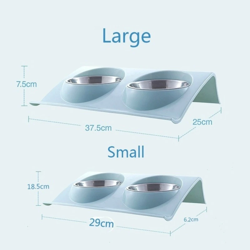 Double Bowl Pet Dog Cat Feeder Elevated Raised Feeding Stainless Steel Food Water Dish for Dogs Supplies Pet Bowl Food Container