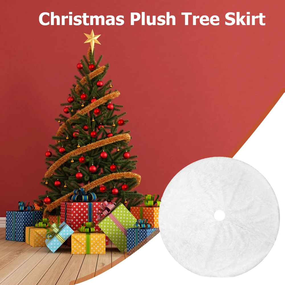 Details about   White Plush Christmas Tree Skirt Hairy Furry Xmas Tree Bottom Carpet Adornments 