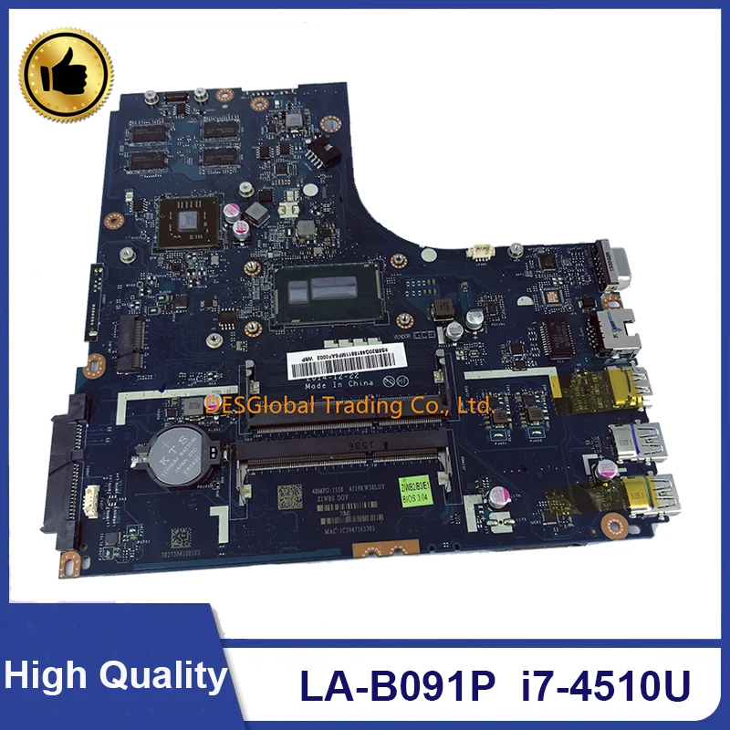 

For Lenovo B50-70 Laptop Motherboard With CPU SR1EB i7-4510U ZIWB2/ZIWB3/ZIWE1 LA-B091P 5B20G46186 Mainboard 100% Test Fast Ship
