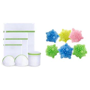 

6Pcs Laundry Bag Drawstring Bra Underwear Products Laundry Bags & 6 Pieces ic Laundry Ball Reusable Household