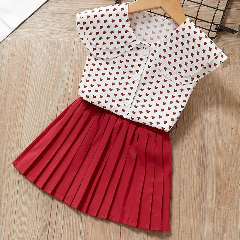 AH026red Bear Leader/Детские комплекты одежды для девочек новые летние детские костюмы для девочек модная одежда в горошек Повседневная Верхняя одежда, одежда для детей от 3 до 7 лет - Цвет: AH026red
