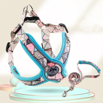 New Pets Dogs Accessories Luminous Adjustable Harness For Dogs Puppy Vest Collar Leash French Bulldog Medium Small Large Dog