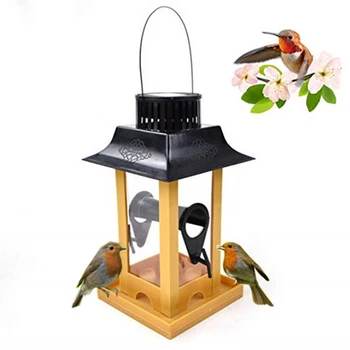 

Outdoor Garden Anti Rust Easy Clean Squirrel Proof Solar Light Bird Feeder Plastic Feeding Station Large Capacity Waterproof PVC