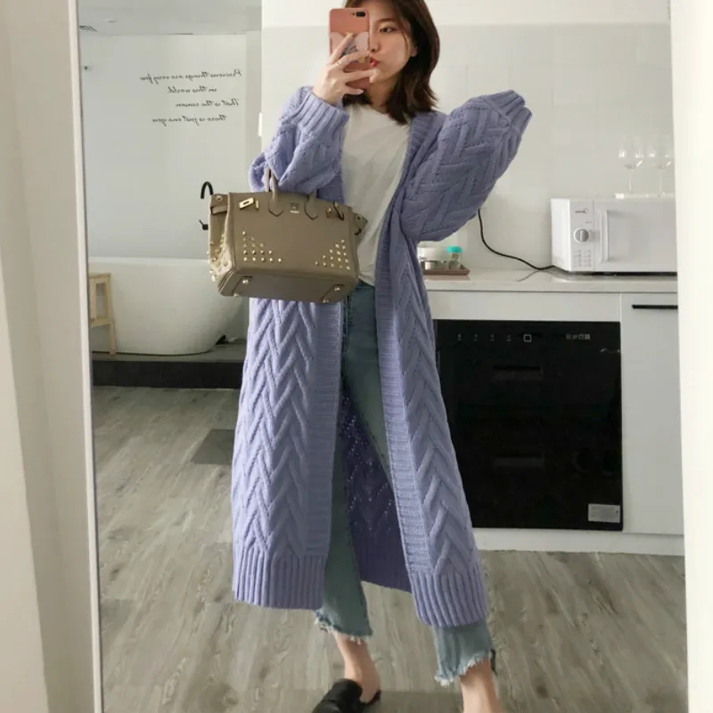 Women Spring Autumn Thick V-Neck Mid-length Twist