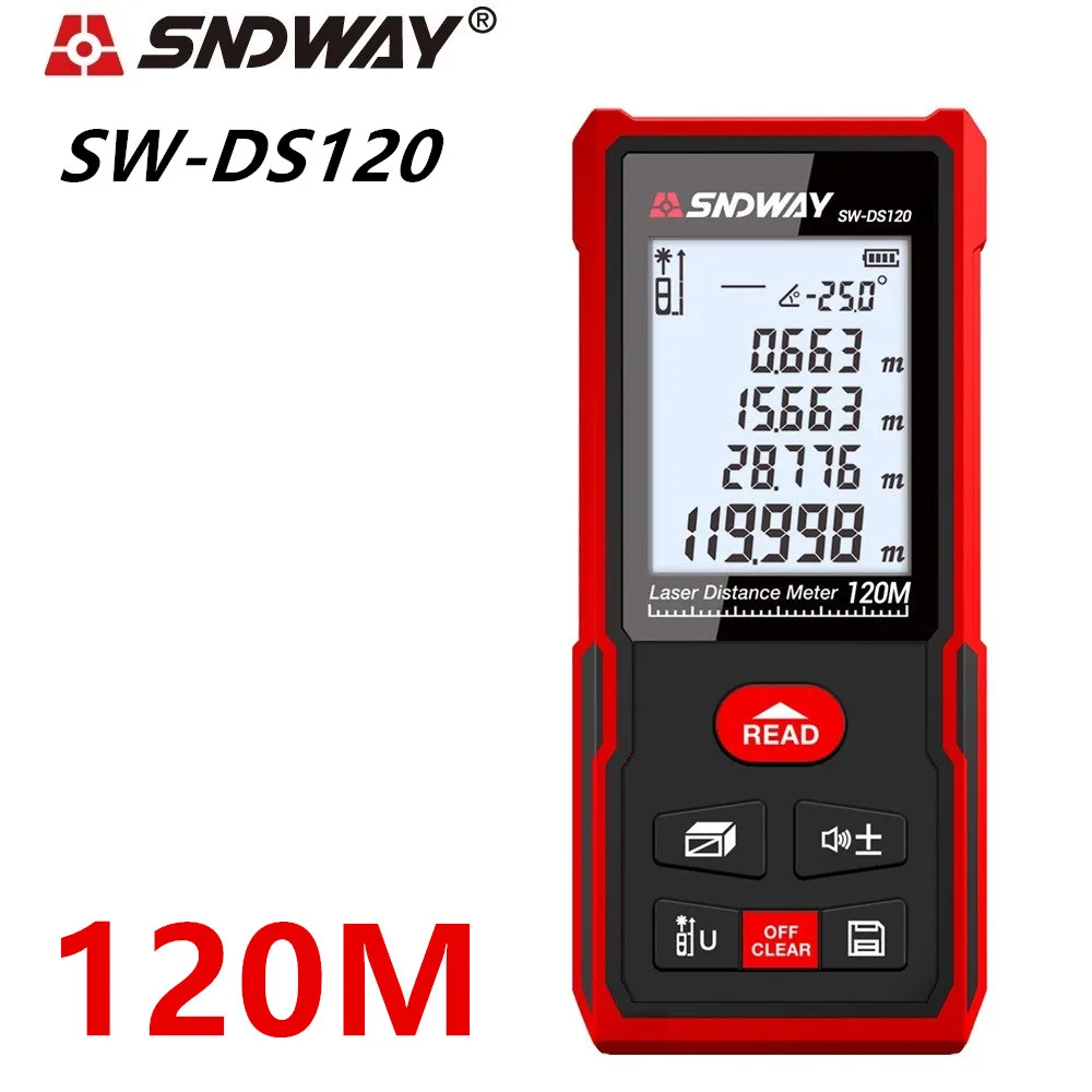 SNDWAY Laser Rangefinder Distance Meter Digital Range Finder 120m 100m 70m 50m Distance Measurer Electronic Angle Tape Ruler SNDWAY Laser Rangefinder Distance Meter Digital Range Finder 120m 100m 70m 50m Distance Measurer Electronic Angle Tape Ruler