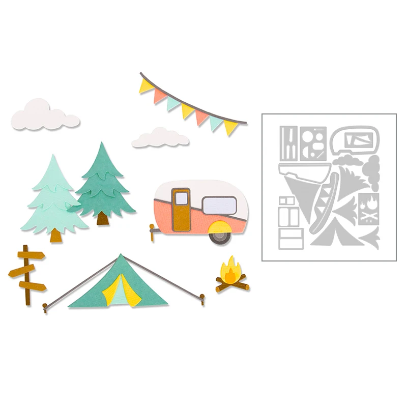 

2020 Hot Christmas Tree Car Banner New Die Cuts Craft Molds Metal Cutting Dies Scrapbooking and Foil Card Making For no stamps