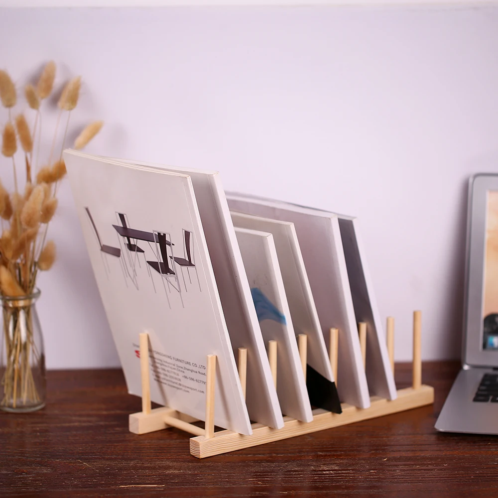 Multi-purpose Wooden Book Magazine Storage Stand Organizer Holder Desk Organizer for Book CD Magazine File