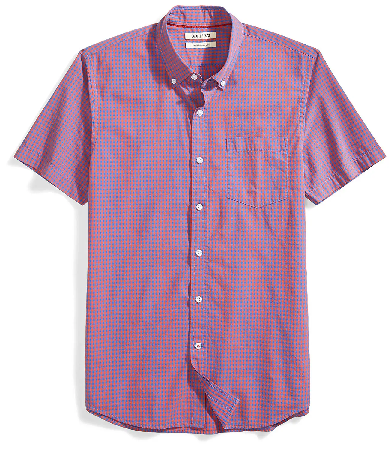 

BM20145 - Goodthreads Men's Slim-Fit Short-Sleeve Gingham Plaid Poplin Shirt