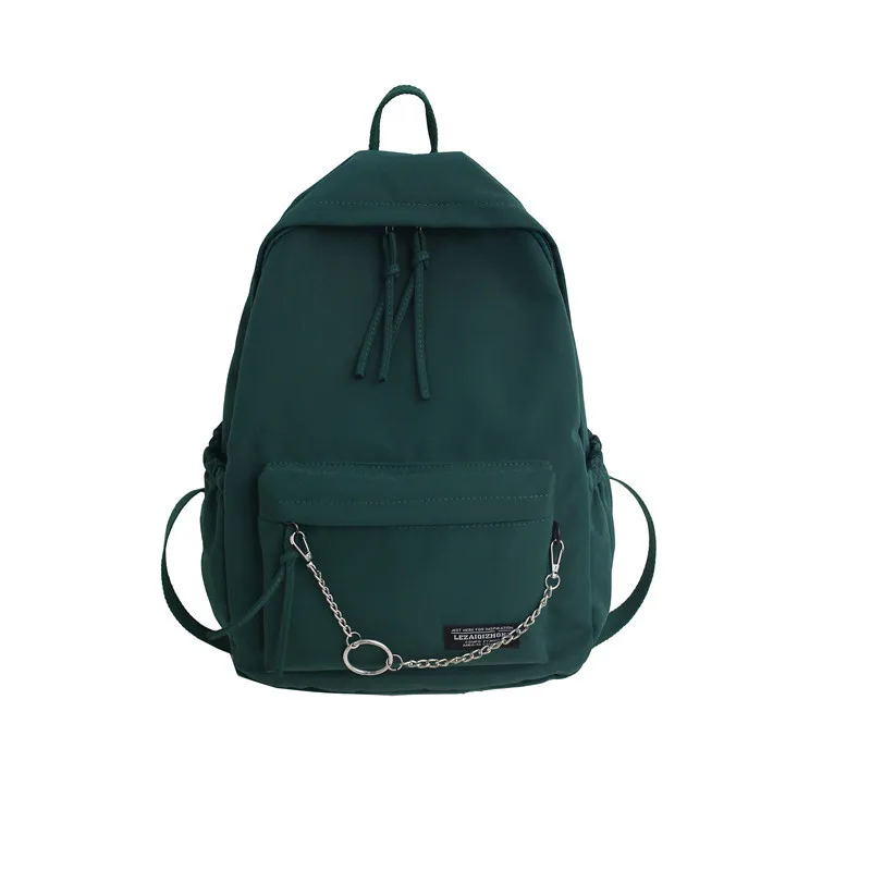 Серые женские рюкзаки, водонепроницаемая нейлоновая женская сумка на плечо с цепочками, большой школьный рюкзак для девочек-подростков, рюкзак для путешествий - Цвет: Green