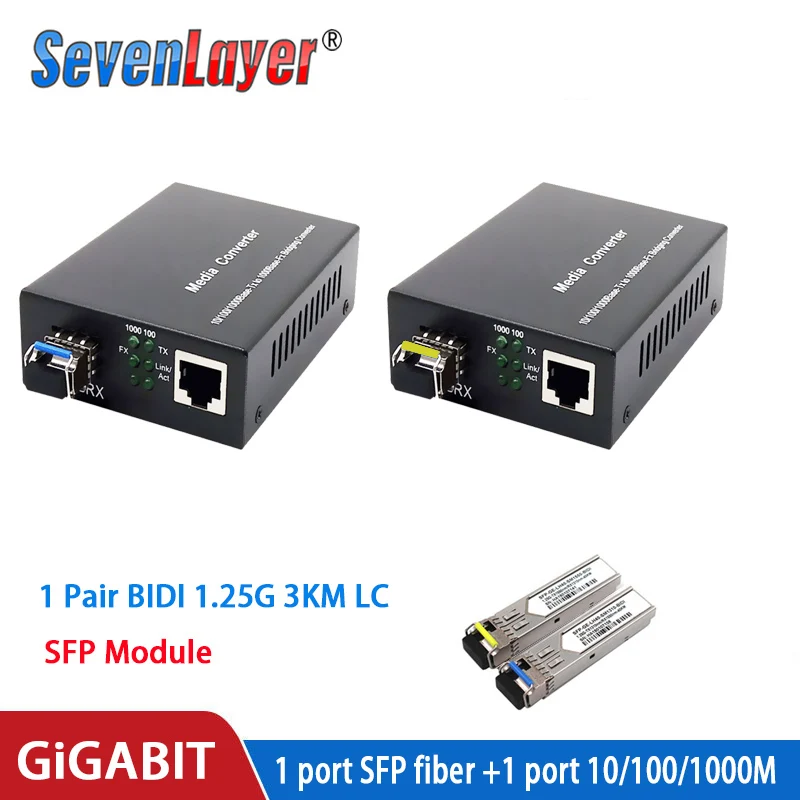 lc quick connector Gigabit Media Converter SFP Transceiver Module 20KM 1000Mbps Fast Ethernet RJ45 to Fiber Optic 1sfp1E switch 1 port LC 2PCS dual band Fiber Optic Equipment