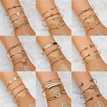 WUKALO, новинка, модные богемные браслеты и браслеты, золотой цвет, винтажный браслет с шармом, набор для женщин, ювелирные изделия, подарки